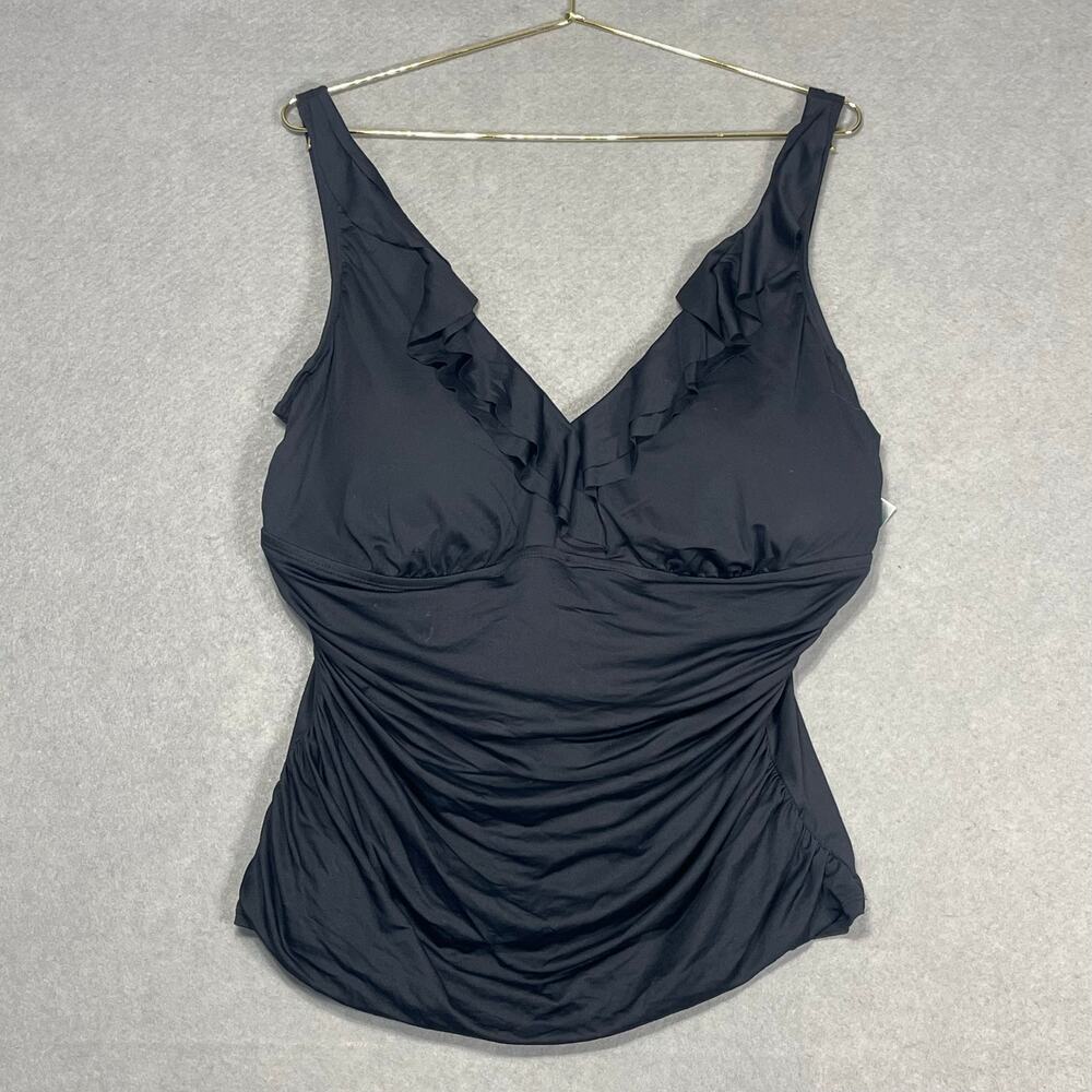 Lauren Ralph Lauren NWT Tankini Top Black Ruffle Ruched Plus Size 20W Swim